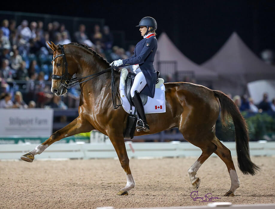 Brittany Fraser-Beaulieu and All In won the FEI Grand Prix Freestyle CDI5*, presented by CaptiveOne Advisors, with a score of 76.520%.