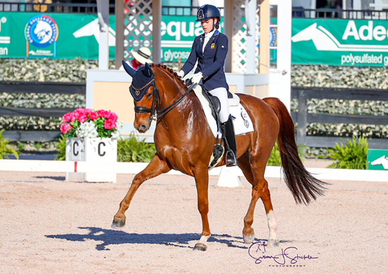 Natalia Bacariza Danguillecourt won both the FEI Young Rider and FEI Junior Rider divisions in the Florida International Youth Dressage Championships.