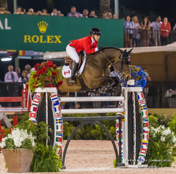 Nicole Walker of Aurora, ON, jumped double clear riding Falco van Spieveld in her Nations’ Cup debut.