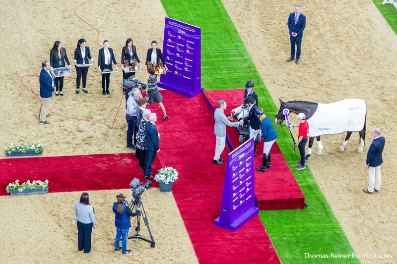 Roberta Sheffield and Fairuza adjusted to the bright lights of the Al Shaqab equestrian centre and won the Grade III Freestyle on March 9, 2019. Photo by ThomasReiner.pro for in2strides/Al Shaqab