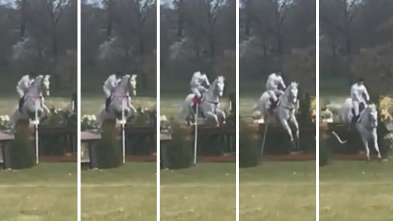 Harry Meade incurred 15 faults at Belton Horse Trials for dislodging the flag even though his horse jumped the obstacle.