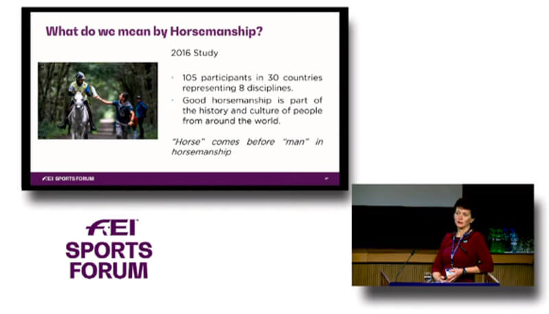 Dr Sarah Coombs, chair of the FEI’s endurance temporary committee, spoke about the importance of equine welfare and the meaning of horsemanship in the sport of endurance.