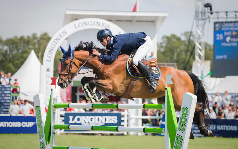 Peder Fredricson and H&M All In clinched the home victory with a brilliant last-to-go run at the Longines FEI Jumping Nations Cup™ of Sweden in Falsterbo (SWE). Photo by FEI/Satu Pirinen