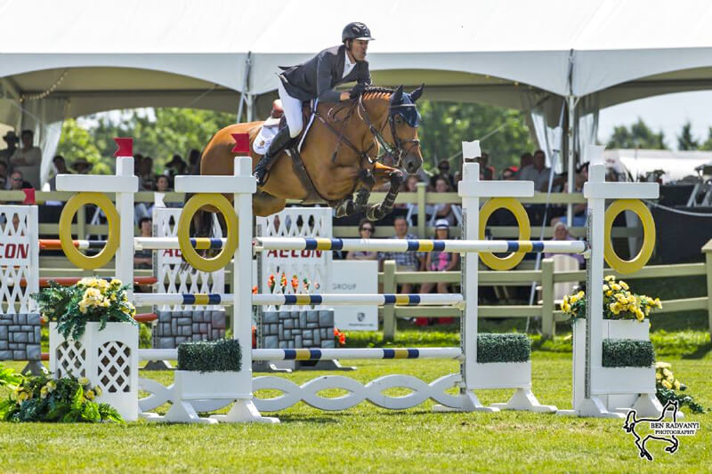 Jonathon Millar rode Daveau to victory in the $134,000 CSI3* Grand Prix, presented by Brookstreet Hotel, on Sunday, July 21, at the CSI3* Ottawa International II at Wesley Clover Parks in Ottawa, ON. Photo by Ben Radvanyi Photography