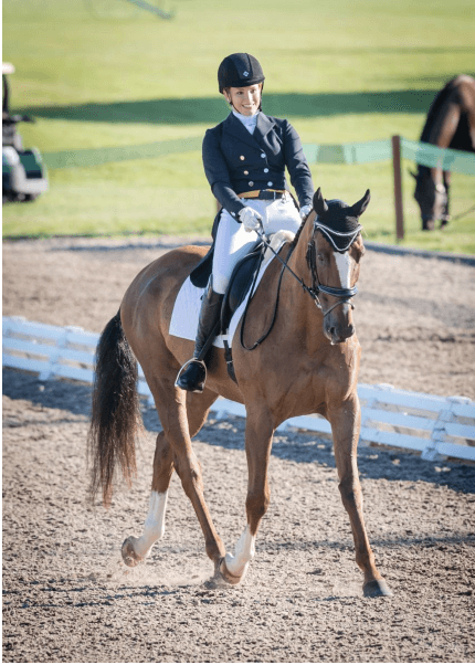 Elise Hicks of Trenton, ON, was the leading rider for Canada after the Junior dressage competition on July 26 riding Max Power.