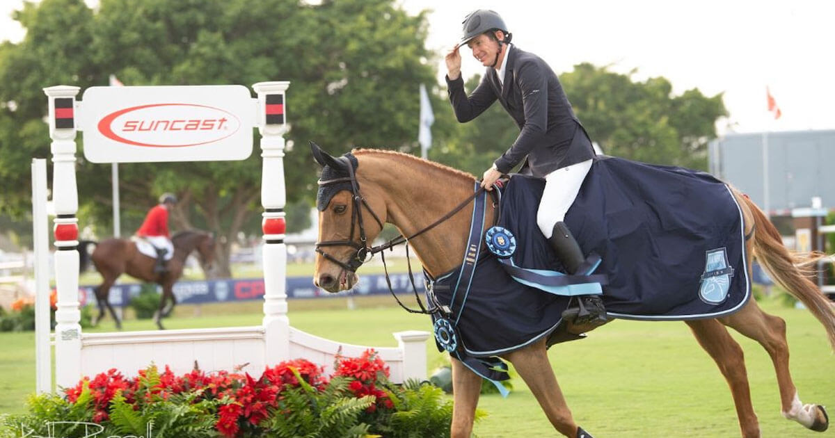 Beat Mändli (SUI) rode Vic des Cerisiers to victory in the CSIO5* $72,900 Suncast Grand Prix Qualifier during Longines FEI Jumping Nations Cup™ Week CSIO5*/CSI2*. (Kathy Russell Photography)