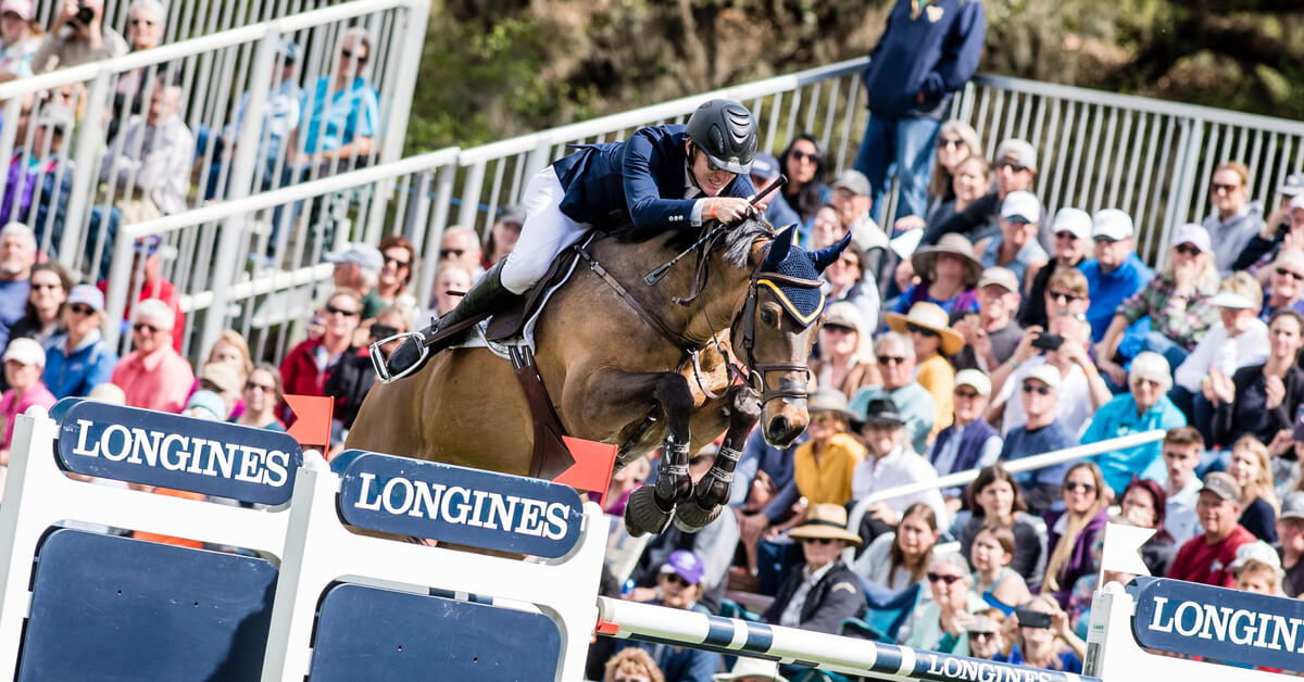 Daniel Coyle (IRL) and Farrel won the Longines FEI Jumping World Cup™ Ocala (USA) on 8 March 2020 and qualified for the Longines FEI Jumping World Cup™ Final in Las Vegas (USA). (FEI/Shannon Brinkman)