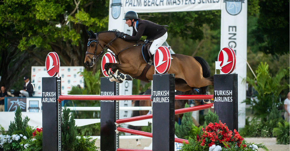 Stephen Moore (IRL) and Team de Coquerie won the $36,600 CSI2* Bruins Tour Challenge, the final event of the inaugural Sunset Challenge at the 2020 Palm Beach Masters Series. (Kathy Russell Photography)