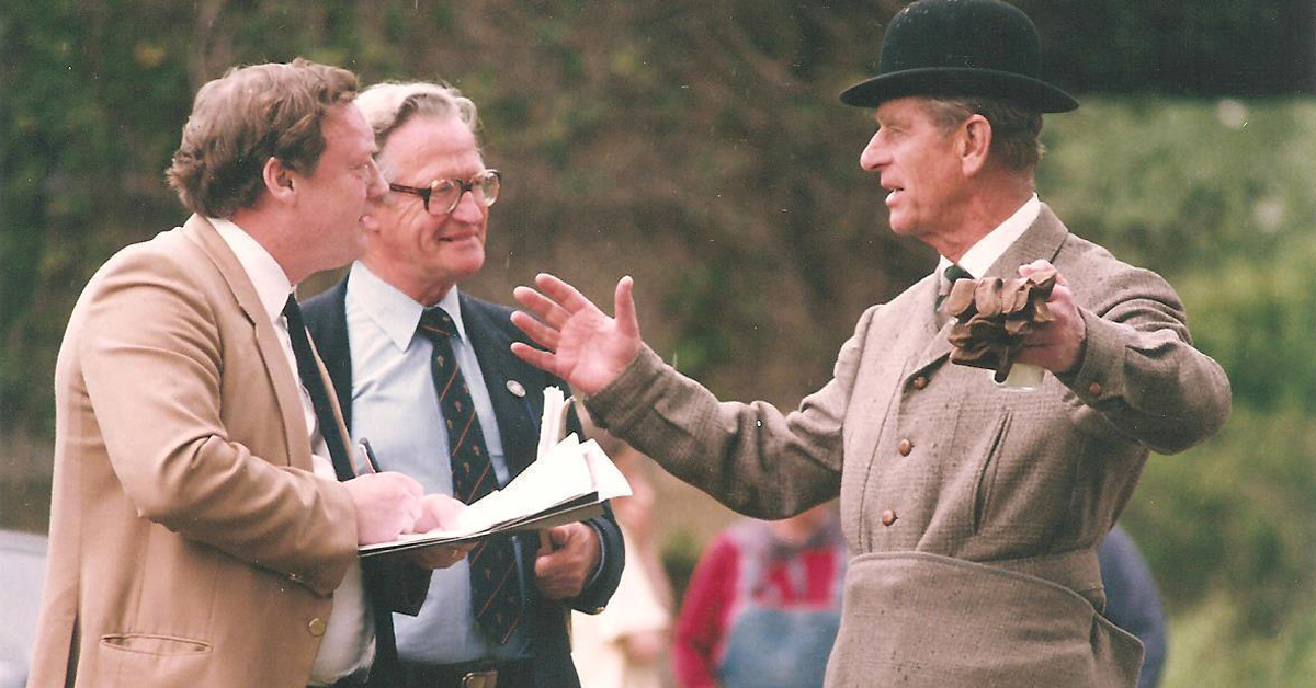Pictured in 1992 - (L to R) Brian Giles of the Daily Mail, Alan Smith from the Daily Telegraph and HRH Prince Philip, Duke of Edinburgh. (Photo: Peter Hogan)