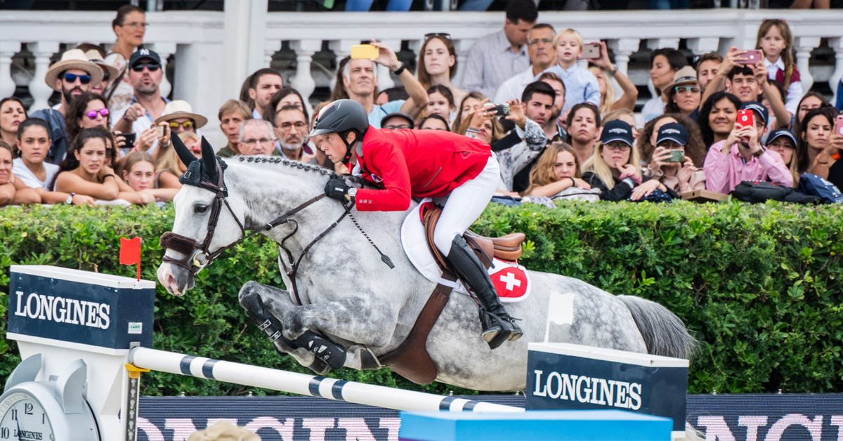 Switzerland’s Martin Fuchs with his mount Silver Shine competing in the Longines FEI Jumping Nations Cup™ Final Barcelona 2019. FEI/ Lukasz Kowalski