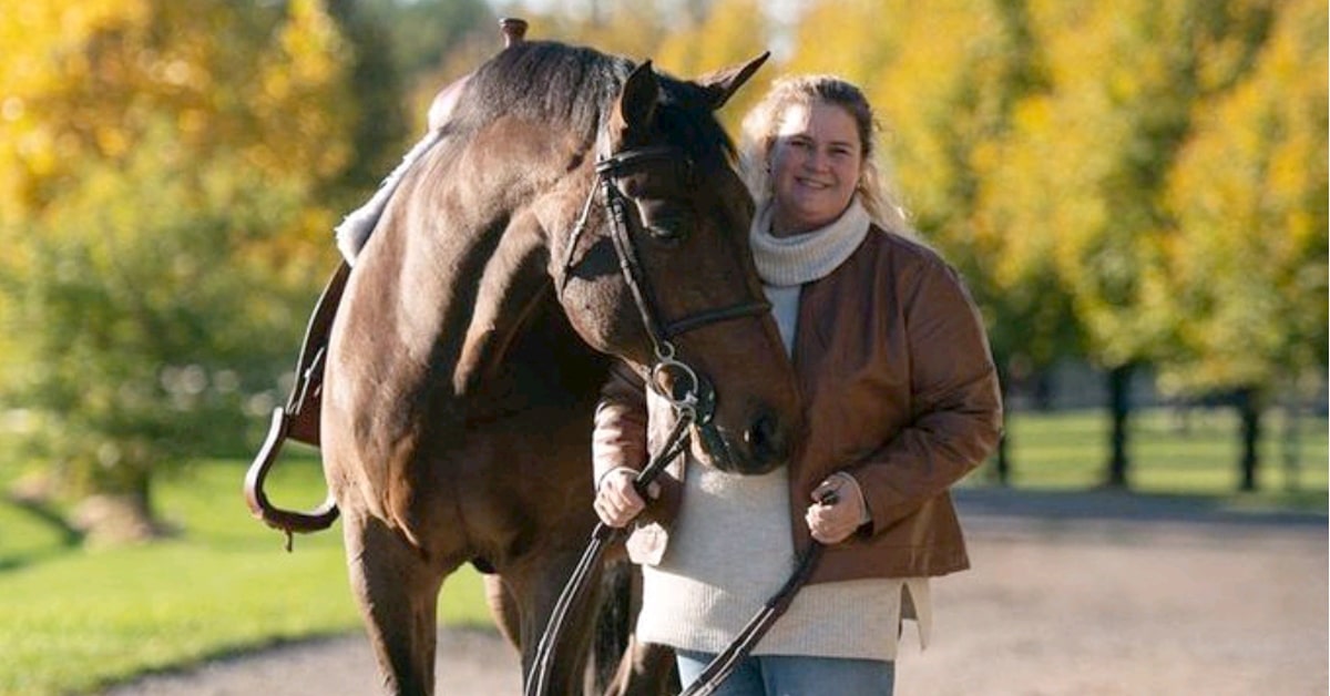 Marie Labrecque of King's Grant Farm with a horse.