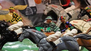 Toy horses racing.