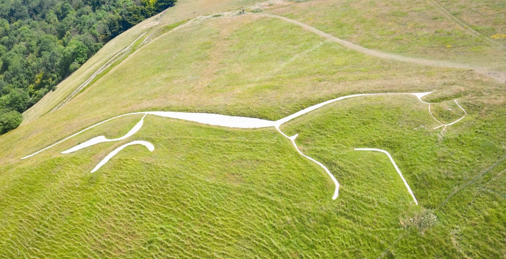 Chalk horse on a hillside.