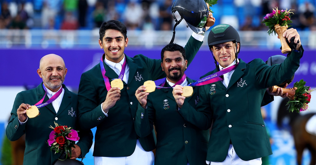 The Saudi team on the podium.