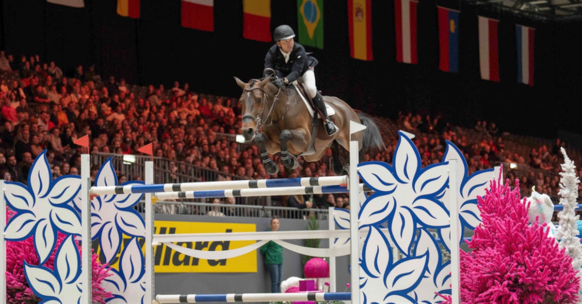 A horse and rider jumping in Geneva.
