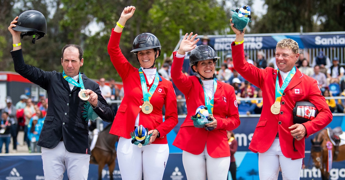 The Canadian Eventing Team on the podium.