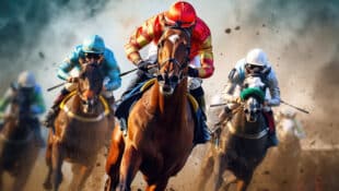 AI Image of horses racing.